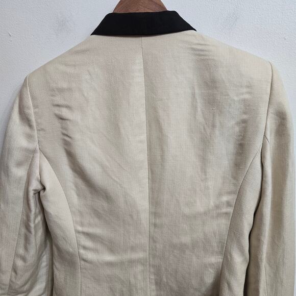 MNG Mango Womens Classic Preppy Schoolboy Tailored Linen Blend Blazer Jacket 6 - Picture 5 of 11